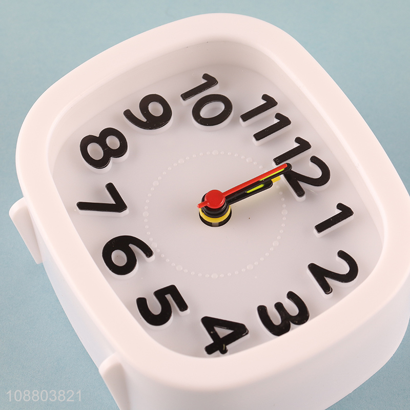 Hot sale rectangular simple plastic alarm clock for kids