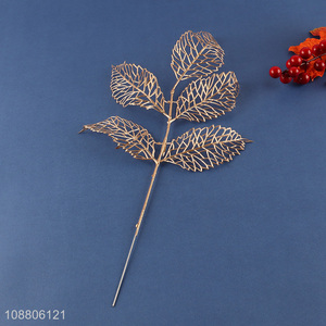 Hot selling gold artificial plant leaves for garden decoration