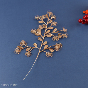 Hot selling golden artificial leaves plant for Christmas decor