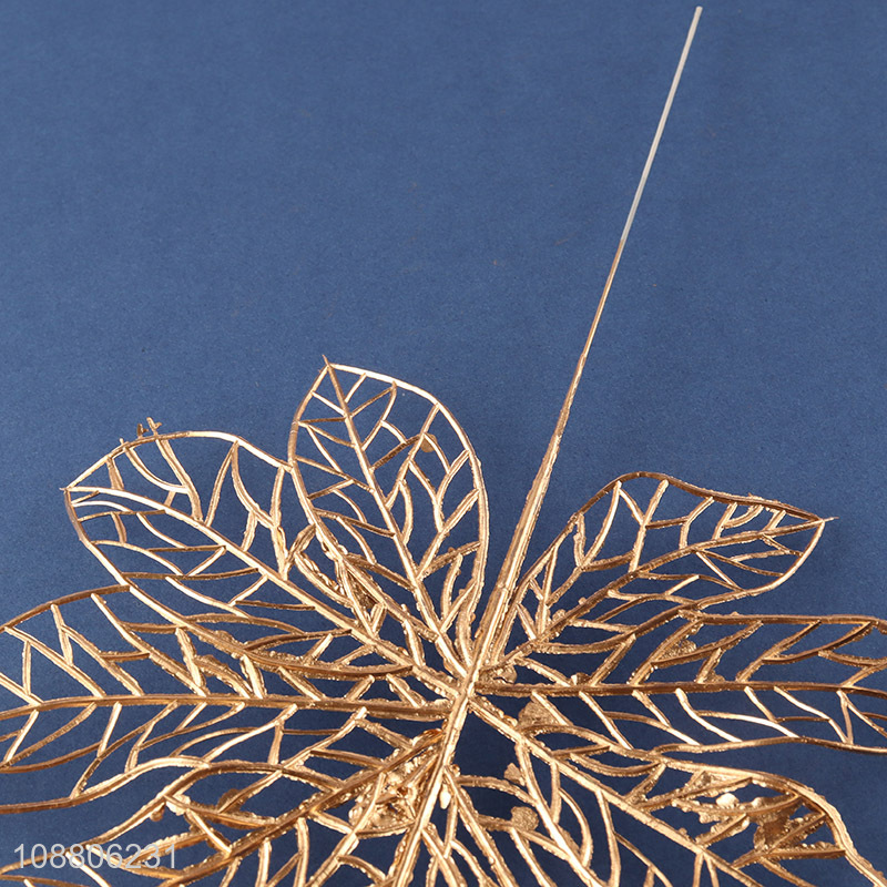 Wholesale metallic faux plant leaves for table decoration