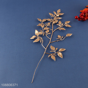 Wholesale gold artificial leaves fake plant for wedding decor