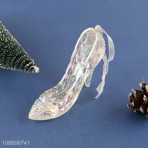 High quality clear acrylic high heel shoe ornaments for Xmas tree decor