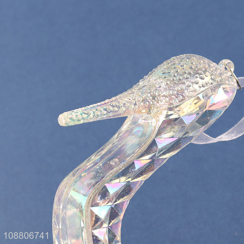 High quality clear acrylic high heel shoe ornaments for Xmas tree decor