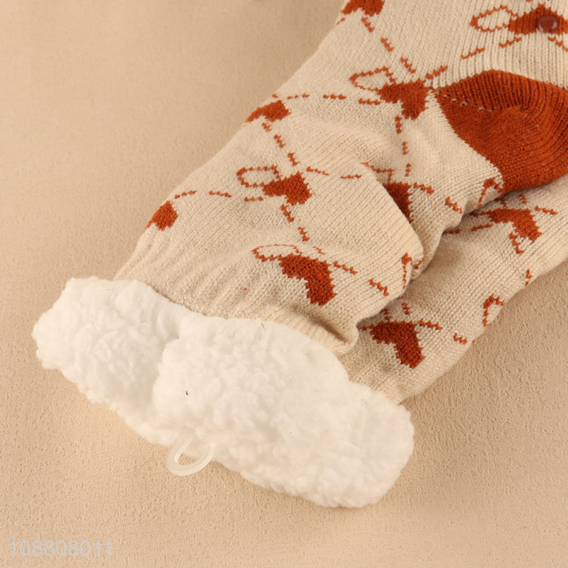 High quality women winter warm soft non-slip slipper socks