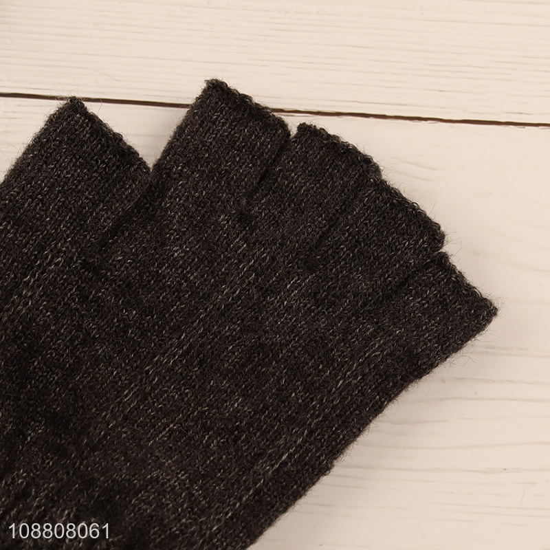 Hot selling unisex winter fingerless stretchy knit gloves