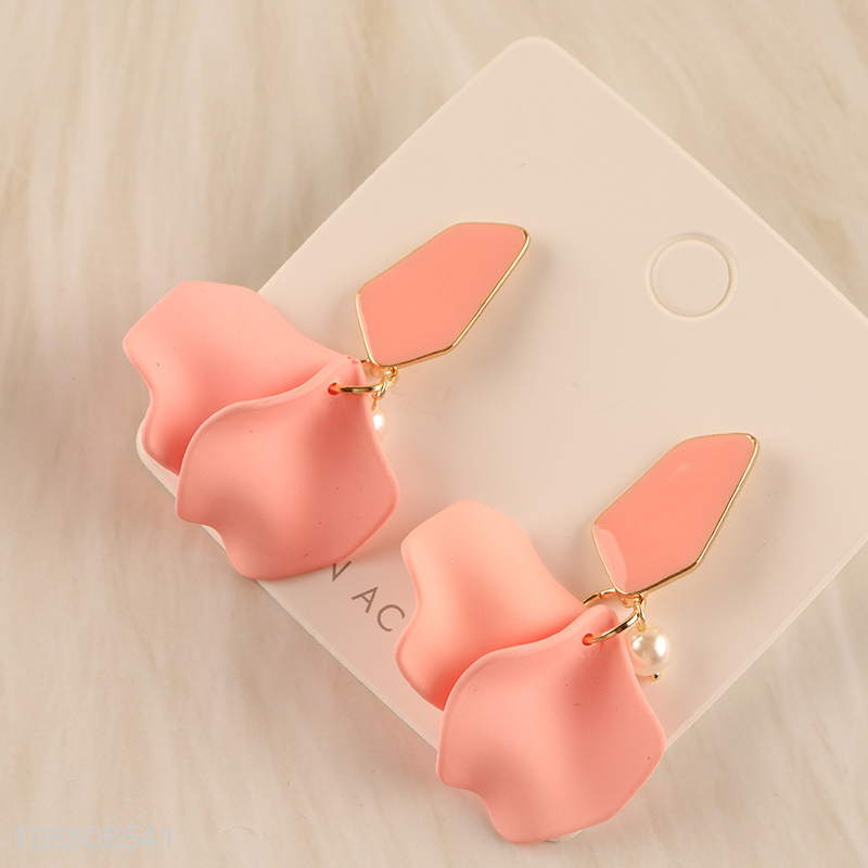 Hot selling flower earrings rose petal statement earrings