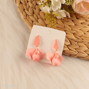 Hot selling flower earrings rose petal statement earrings