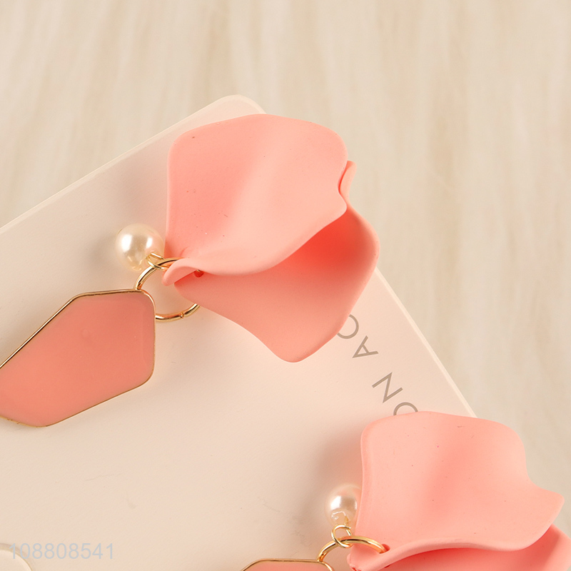 Hot selling flower earrings rose petal statement earrings