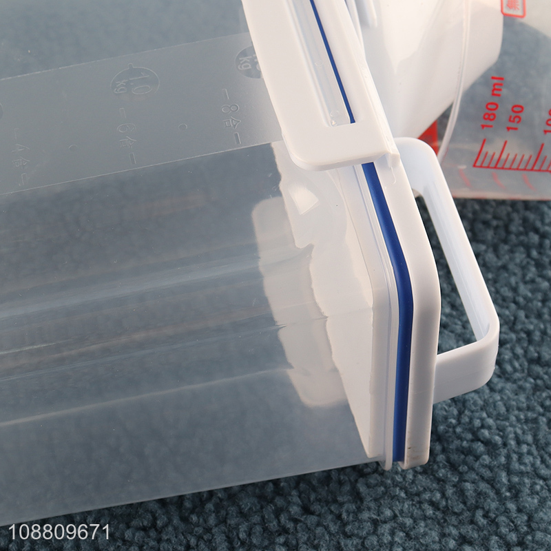 Wholesale clear plastic rice storage bucket with measuring cup