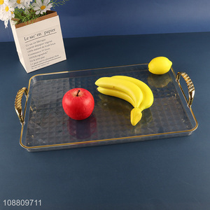 New product clear plastic food serving tray with gold handles