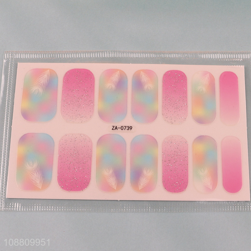 China wholesale colourful 14pcs nail sticker for girls