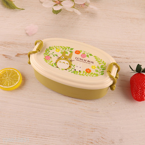 Custom logo 2-compartment plastic lunch box with spoon