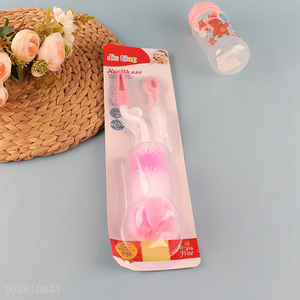 Wholesale 2pcs plastic bottle brush for baby feeding bottle