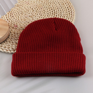 China factory red <em>winter</em> <em>warm</em> knitted <em>hat</em> beanies <em>hat</em>