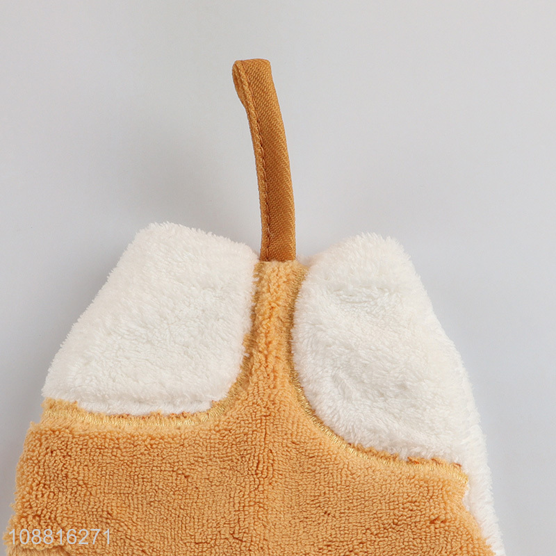 Best selling hanging coral fleece hand towel for bathroom kitchen