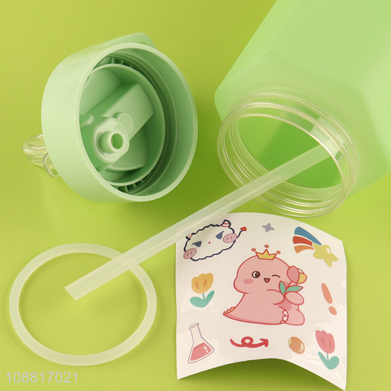 High quality plastic water bottle with flip straw & stickers