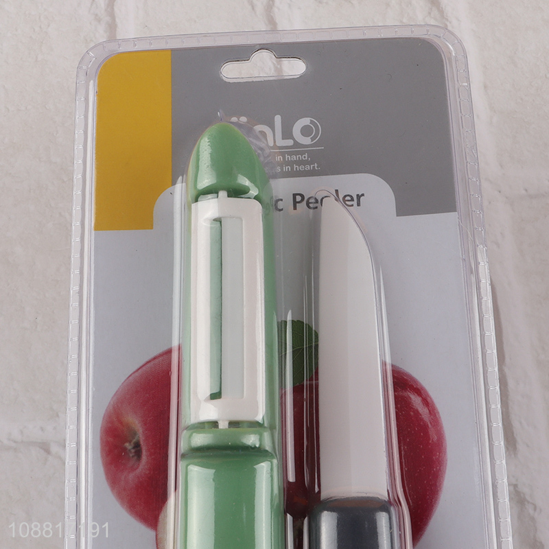 Wholesale 2-in-1 combo ceramic fruit peeler with paring knife