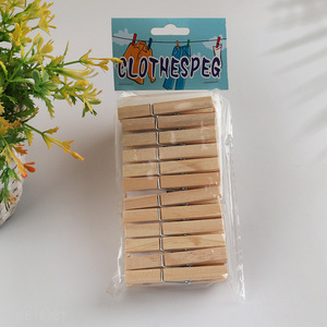 Factory price 24pcs bamboo clothes pegs photo clips