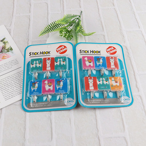 Factory price 6pcs cartoon printed wall hooks custom sticky hooks