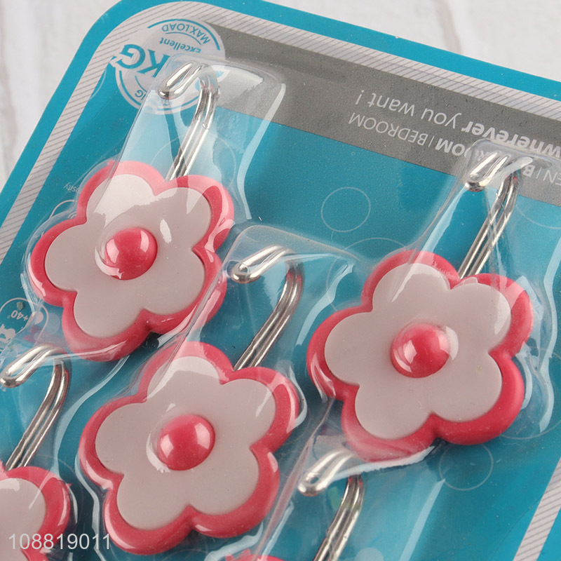 China supplier 5pcs flower shaped utility sticky hooks for hanging
