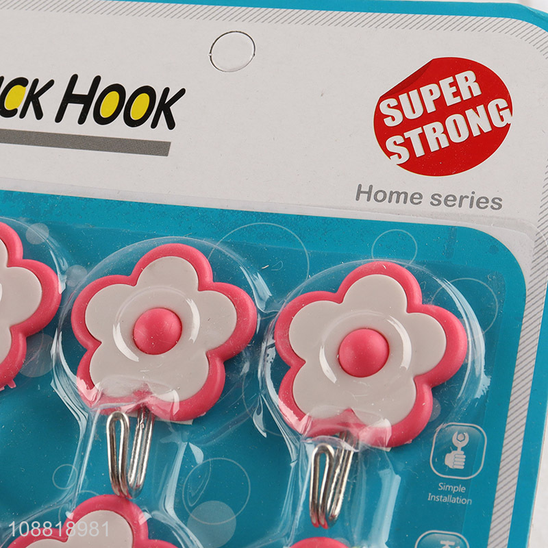 Good price 6pcs flower shaped sticky wall hooks for bathroom