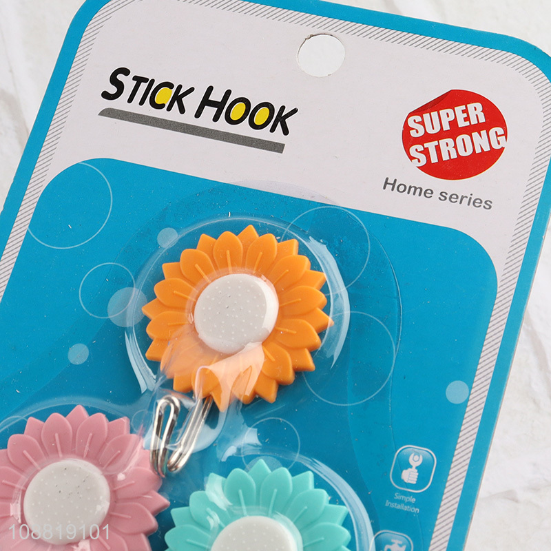 High quality 3pcs sunflower shaped adhesive hooks key holders