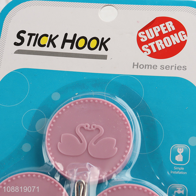 Hot selling 3pcs utility wall hooks plastic sticky hook for hanging