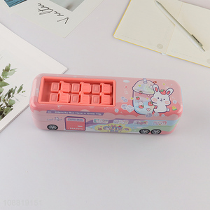 Wholesale cute sightseeing bus shaped metal <em>pencil</em> case for kids