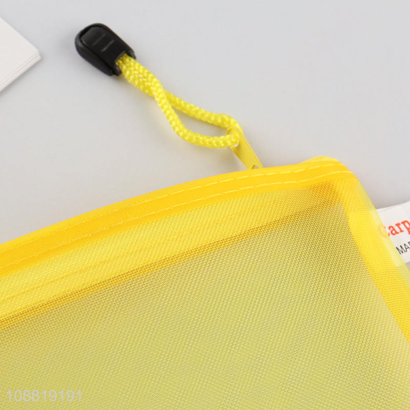 Online wholesale A6 clear mesh file bag pencil pouch with zipper