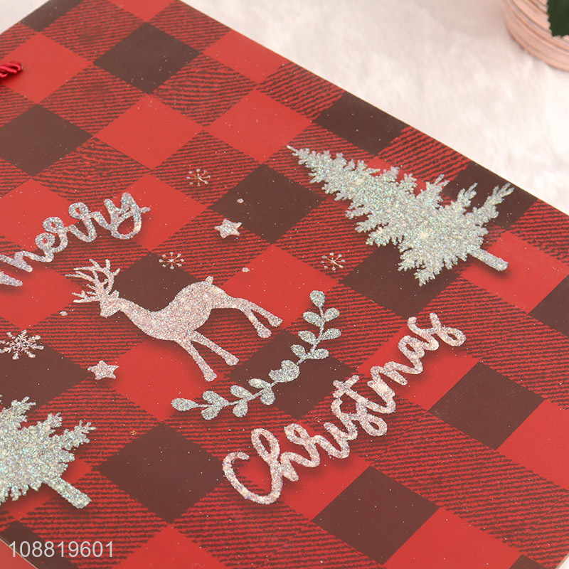 Custom logo Christmas paper gift bag with handles