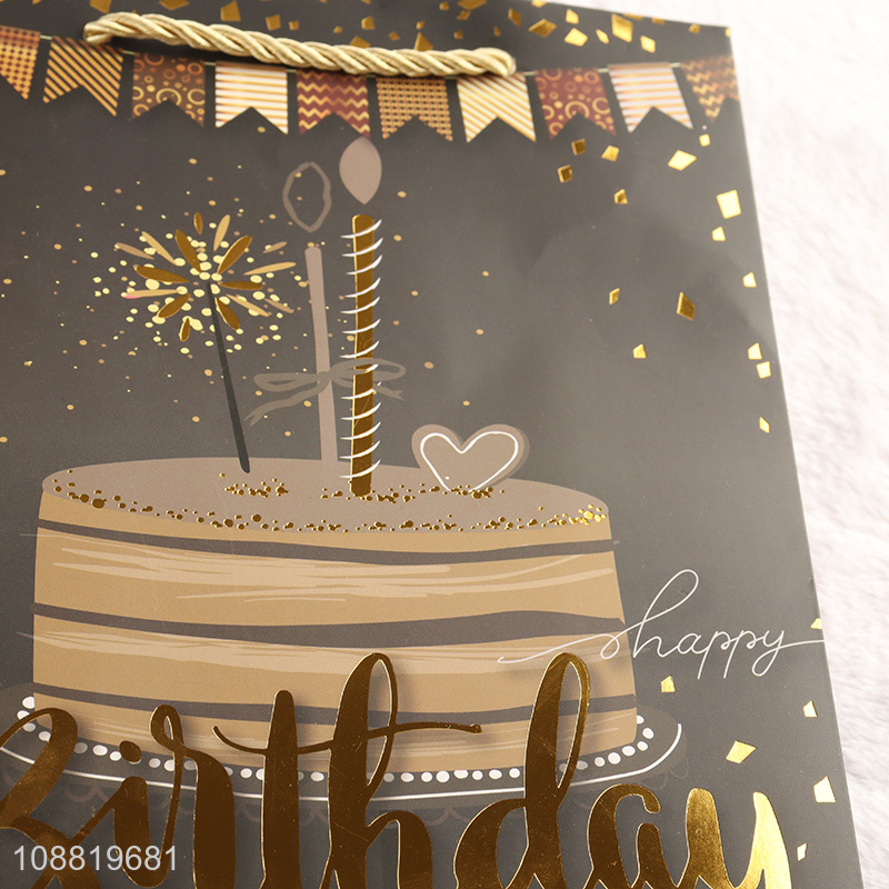 Wholesale gold stamping paper gift bag for birthday