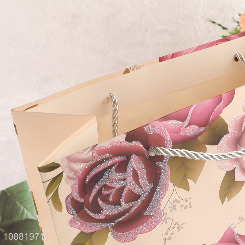 New arrival floral print paper gift bag shopping bag