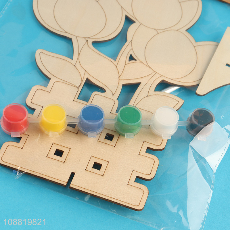 Wholesale Educational DIY Wooden Painting Coloring Kit for Kids