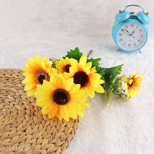 Good quality 7-head artificial flowers fake cloth sunflowers