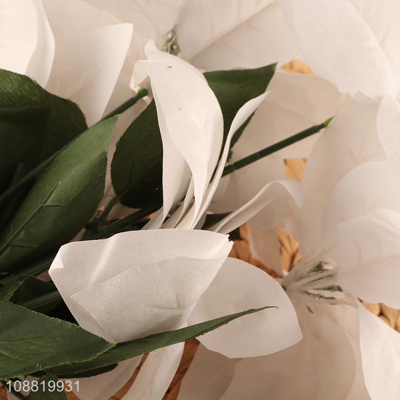 Wholesale 7-head white aritificial poinsettia for Christmas decor