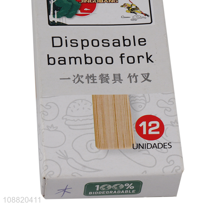 Online wholesale 12pcs disposable bamboo fork for kitchen