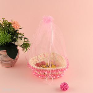 New product plastic rattan storage basket with mesh tent