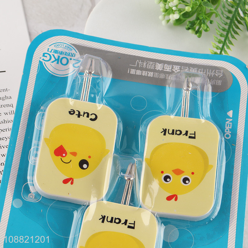 Wholesale 3pcs cute sticky hooks non-trace wall hanging hooks