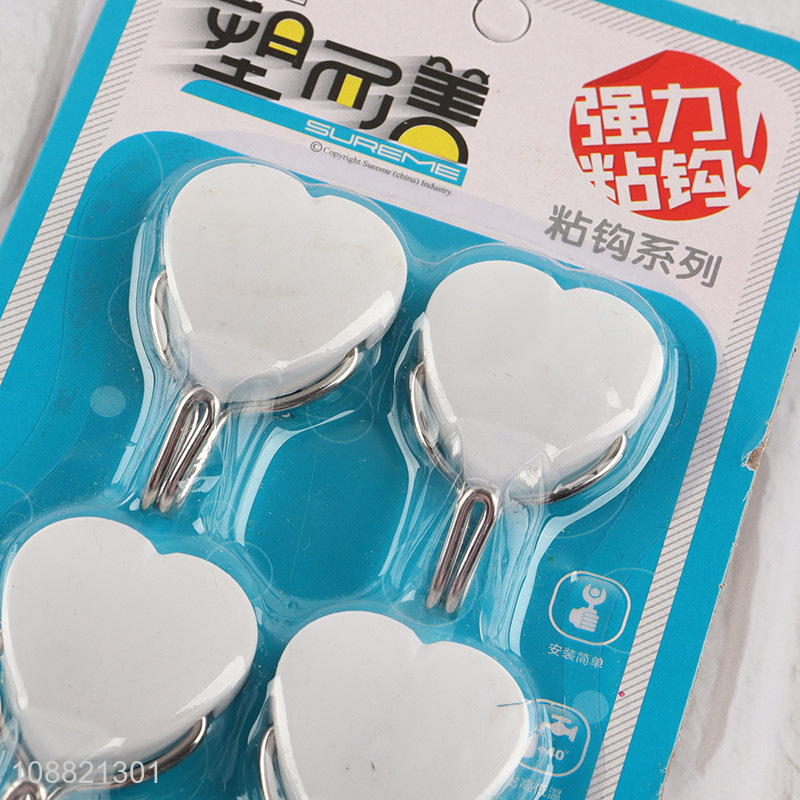 Hot selling 4pcs heart shaped waterproof wall hanging hooks