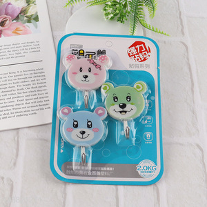 Wholesale 3pcs cartoon animal wall hanging hooks sticky hooks