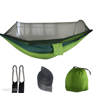 Wholesale portable <em>camping</em> hammock with mosquito net, 2 steel buckles & 2 straps