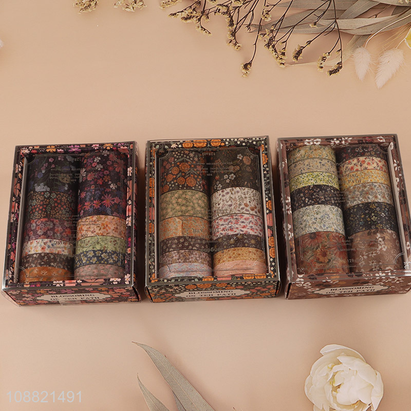 Hot selling 12 rolls floral washi paper tape set for DIY crafts