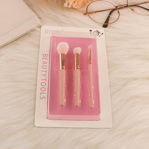 Top products wooden handle 3pcs makeup brush set for sale