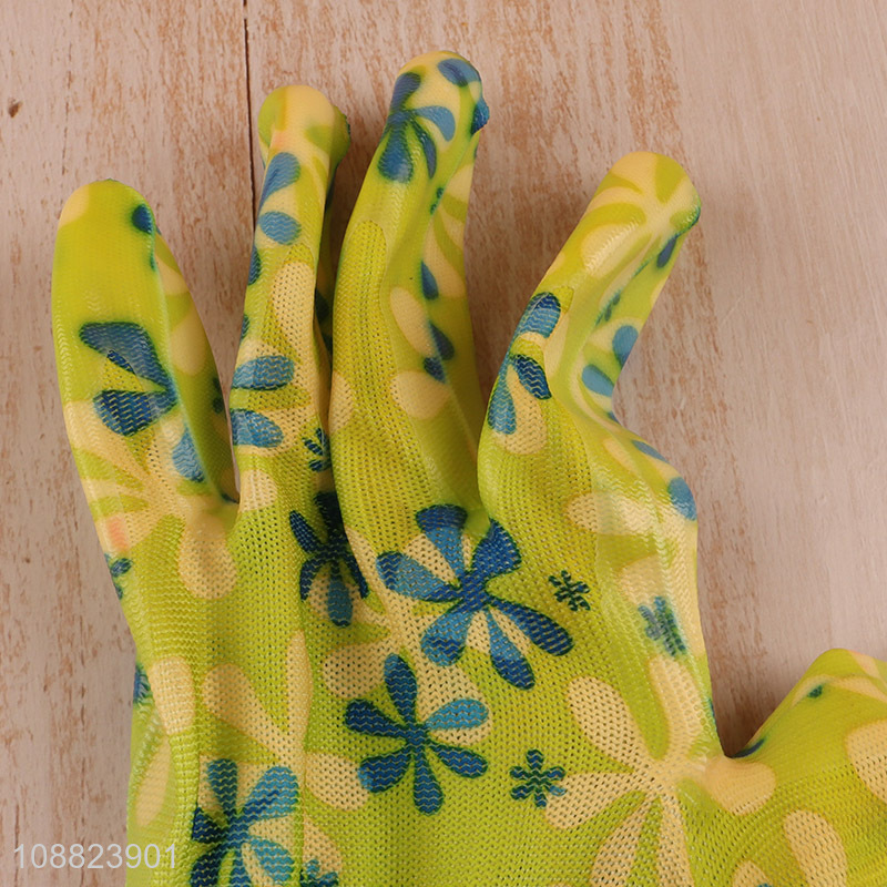 Hot selling wear resistant flower printed gardening gloves for women