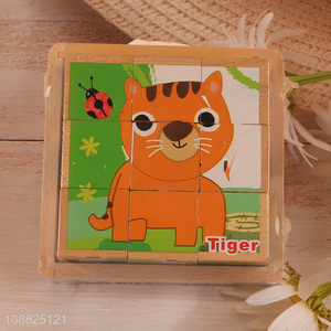 Wholesale 3D cartoon wooden jigsaw puzzle building block for kids