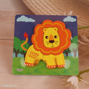 Wholesale educational cartoon animal puzzle wooden preschool <em>toy</em>