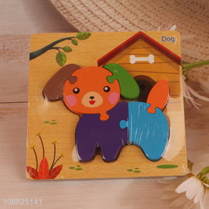 Online wholesale wooden cartoon animal puzzle <em>toy</em> for kids toddlers