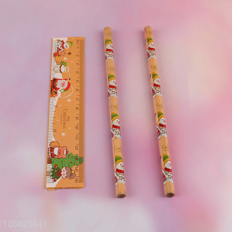 Wholesale 6pcs stationery set with notebook pencils ruler eraser & sharpener