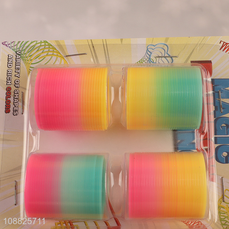 Wholesale 4pcs rainbow spring plastic coil fidget toy for kids