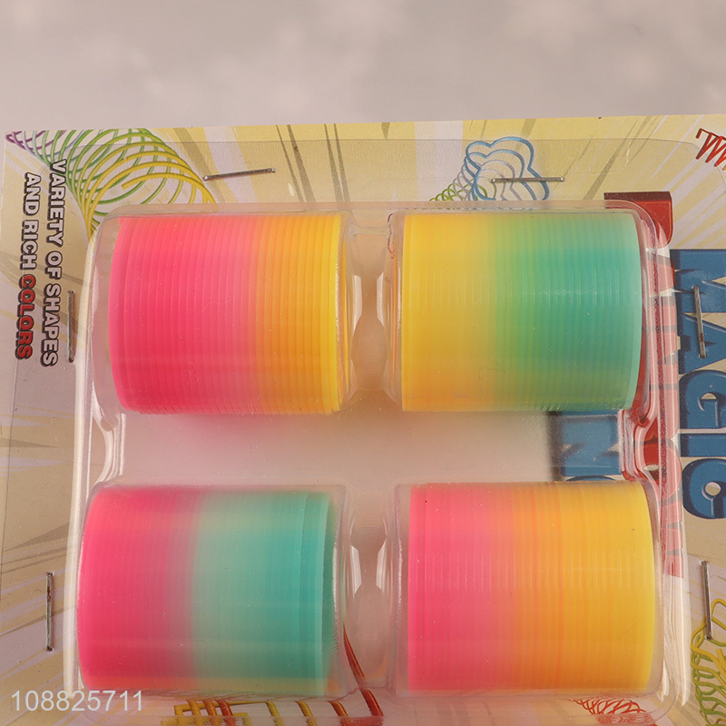 Wholesale 4pcs rainbow spring plastic coil fidget toy for kids